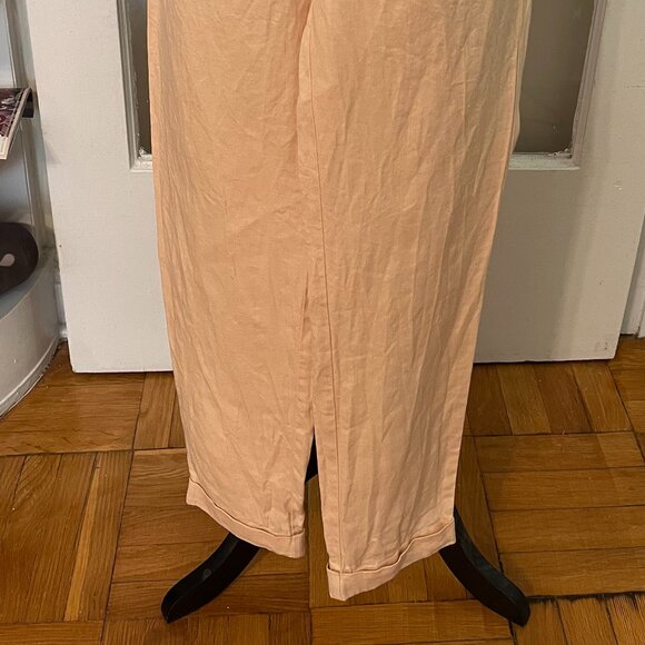 NWOT Massimo Dutti 100% Linen Peach Ankle Pants - Picture 5 of 10
